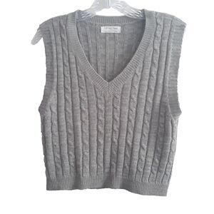 Full Circle & Trend V Neck Sweater Vest Girls Large Sleevess Pullover